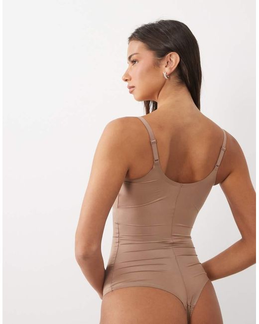 Spanx Brown Shape Invisible Shaping Cami Lingerie Thong Bodysuit