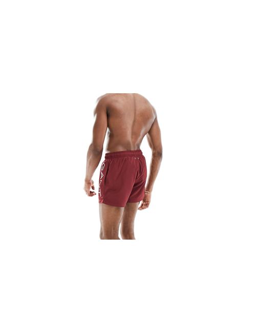 Gant Red Swim Shorts With Text Side Logo for men