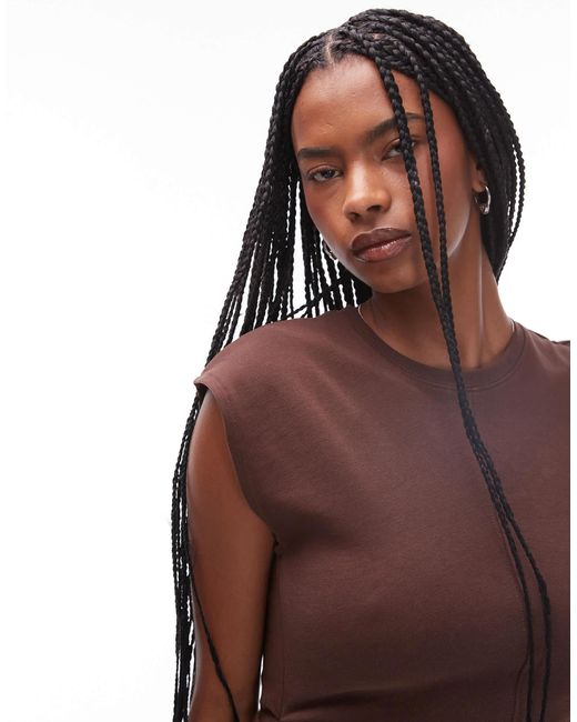 TOPSHOP Red Cinch Waist Top