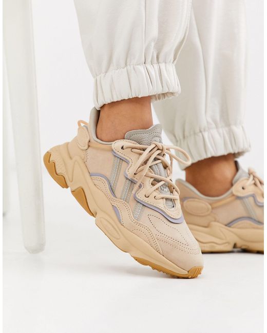 adidas Originals Leather Ozweego Sneakers in st / Pale Nude (Natural) |  Lyst Australia