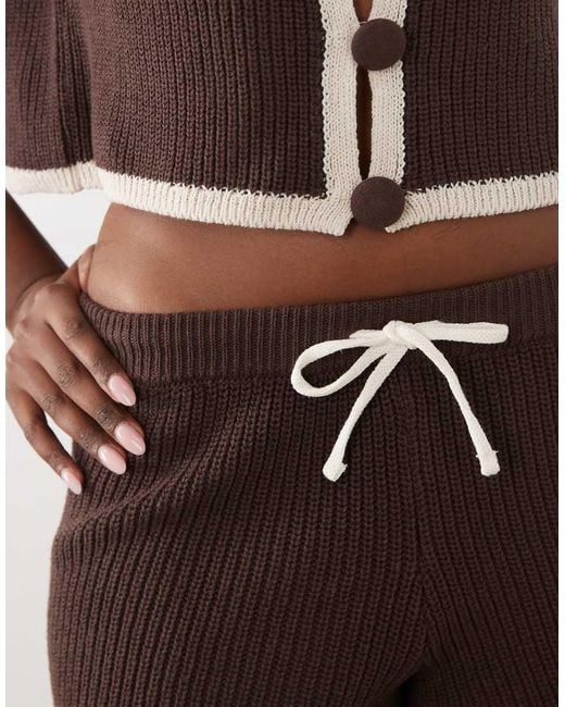 ASOS Brown Knitted Micro Runner Shorts Co-ord