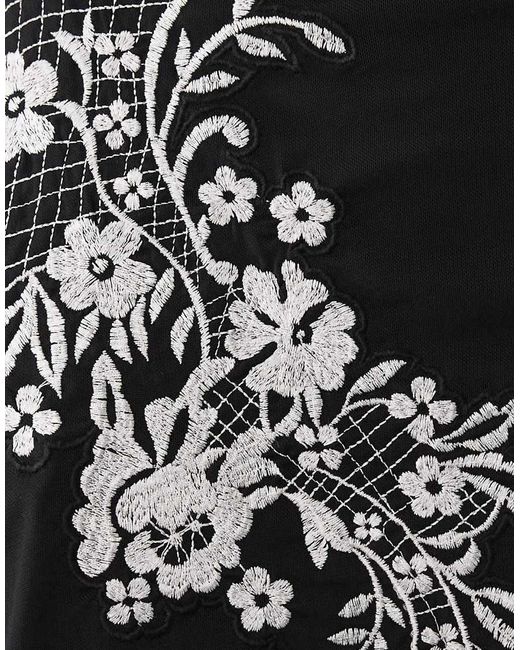 ASOS Black Mesh Embroidered Mini Skirt