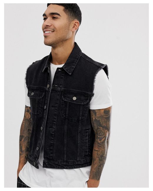 Buy DELEXO Mens Plus Size Sleeveless Black Denim Jacket PSDMJKTHS013XL at  Amazonin