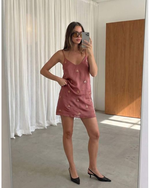 NA-KD Red Sequin Beaded Mini Skirt
