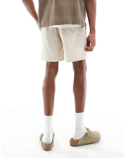 Only & Sons Natural Linen Mix Worker Short for men