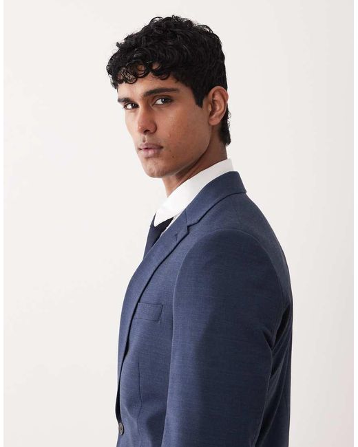 ASOS Blue Skinny Suit Jacket With Washable Wool for men