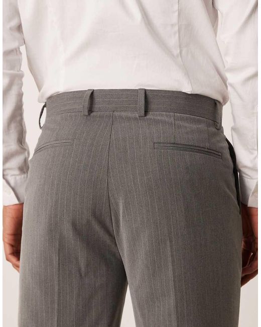 ASOS Natural Pinstripe Tapered Suit Trouser for men
