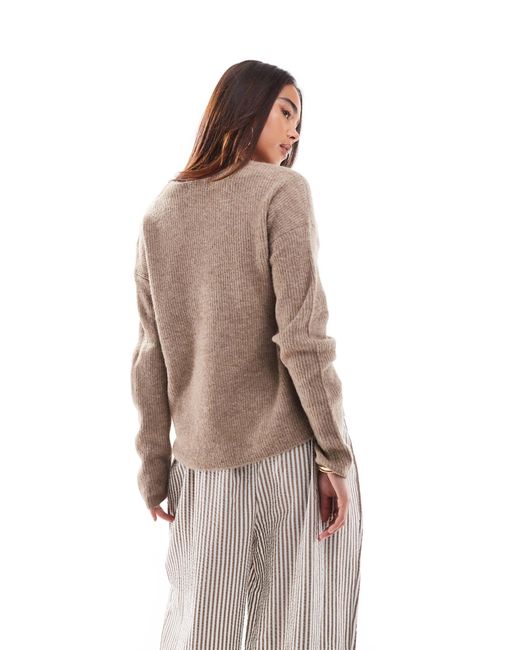 Pull col v - chiné ONLY en coloris Natural
