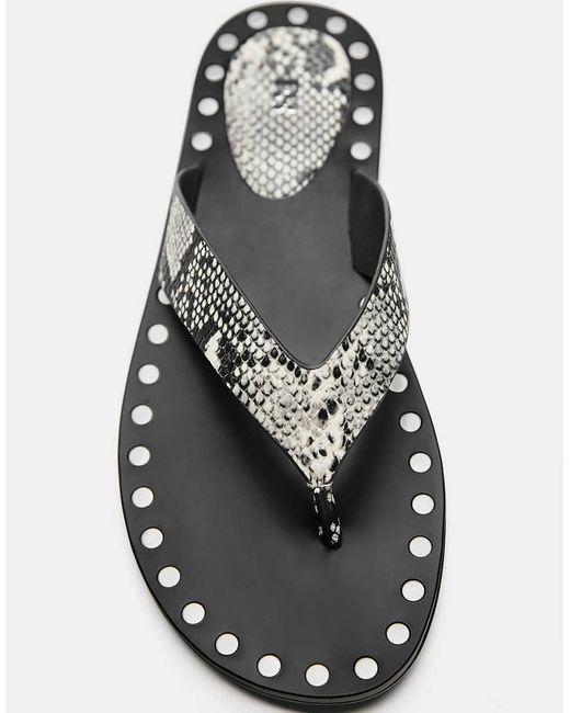 Pull&Bear White Flat Studded Sandals