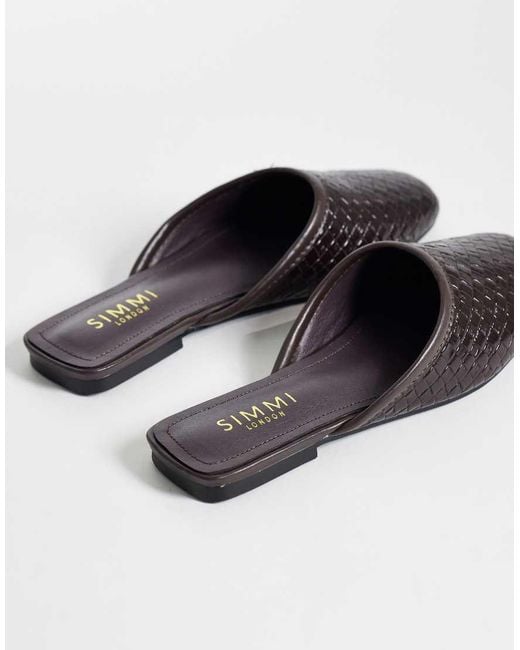 SIMMI Black Simmi London Nichola Wide Fit Woven Flat Mules