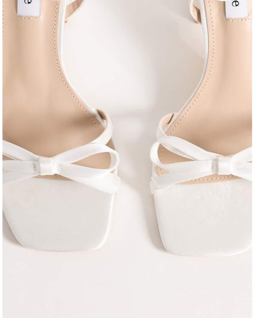 Be Mine Wide Fit White Be Mine Bridal Wide Fit Tamara Block Heeled Sandals With Bow Detailing