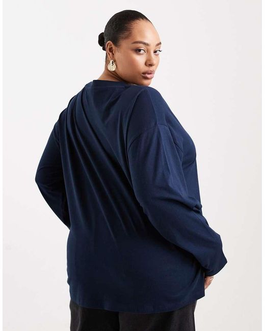 ASOS Blue Asos Design Curve Long Sleeve T-shirt With Floral Graphic