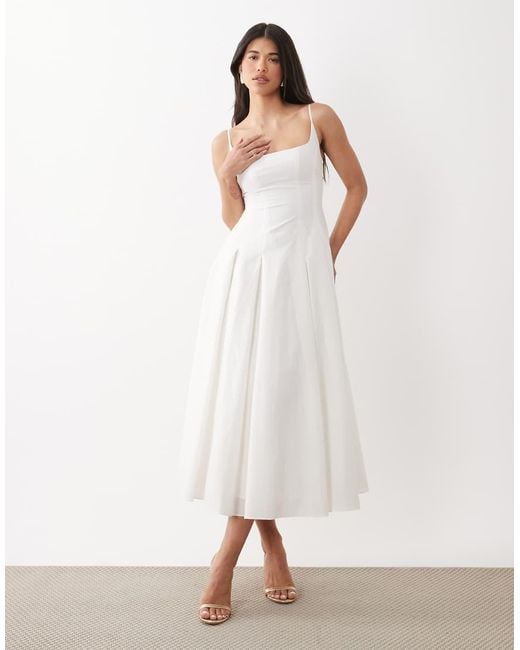 Forever New White Cami Skater Godet Maxi Dress