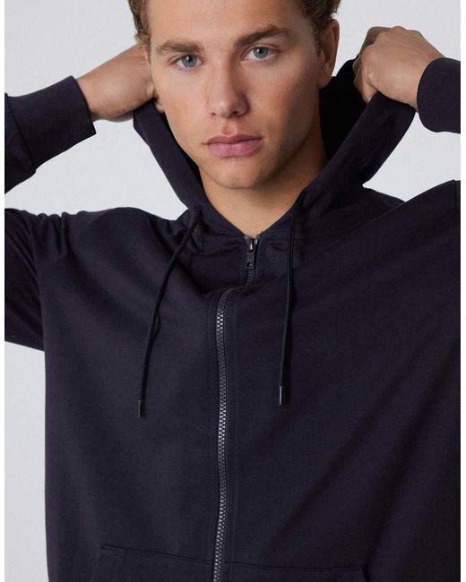 Tezenis Blue Long-Sleeved Zip-Up Hoodie for men