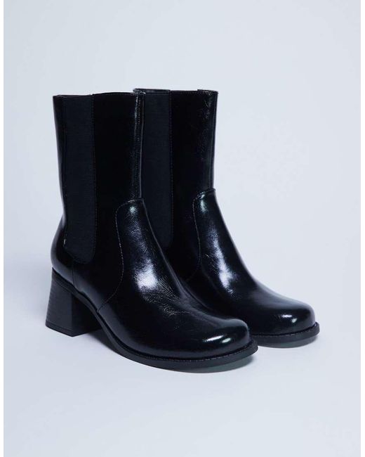 TOPSHOP Black Myra Block Heel Chelsea Boot