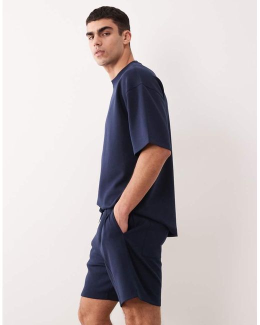 ASOS Blue Oversized Jersey Shorts With Pintucks for men