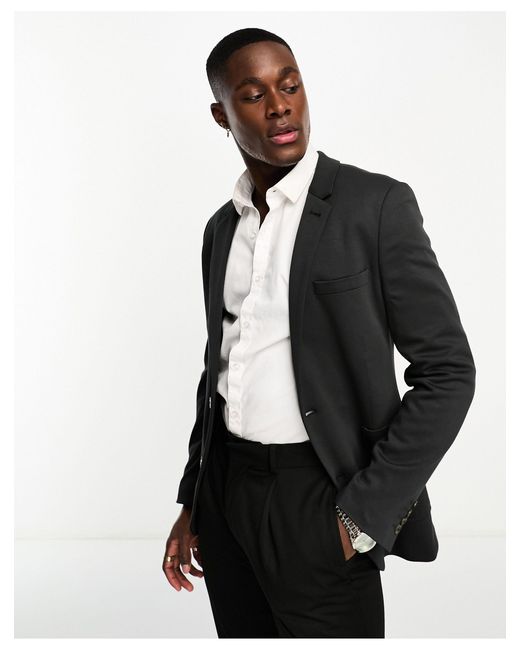 ASOS Super Skinny Jersey Blazer in Black for Men | Lyst