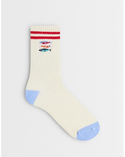 Accessorize White Sardine Varsity Socks