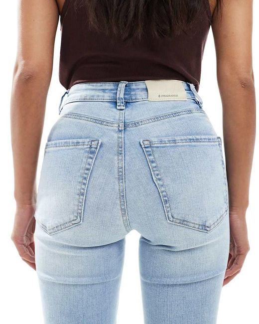 Stradivarius Blue Petite D74 Flare Slit Jean