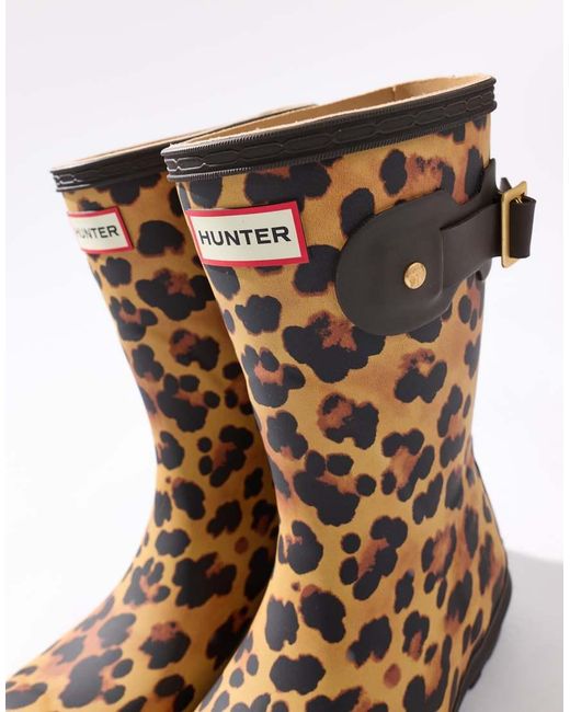 Hunter Brown Original Short Leopard Boot