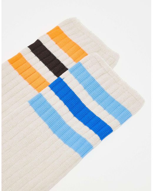 Adidas Originals – mehrfarbige, gerippte crew-socken im 2er-pack in Blue für Herren