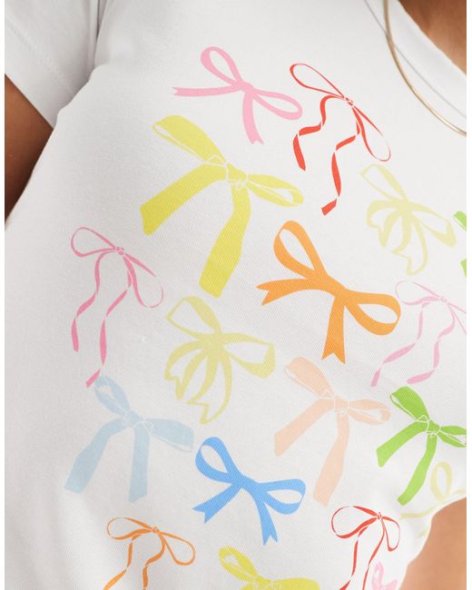 JJXX White Baby T-shirt With All Over Bow Print