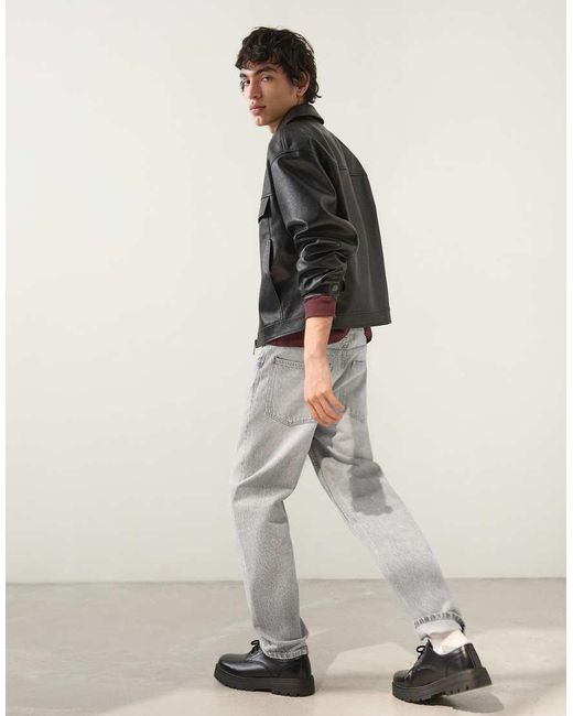 Bershka Gray Straight-leg Jeans for men