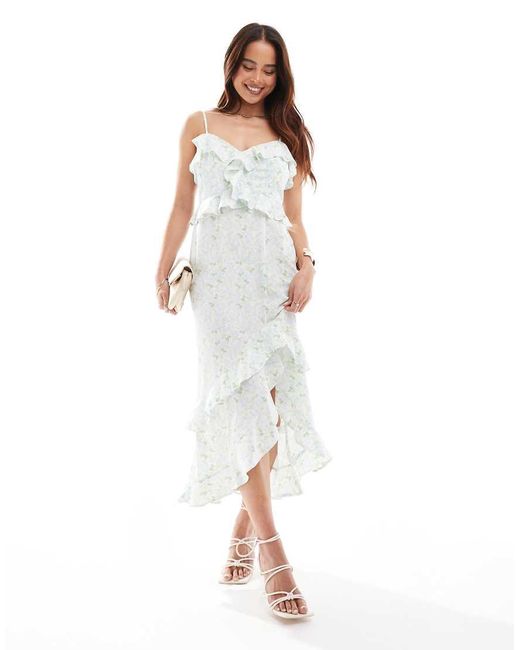New Look White Ruffle Layered Midi Dress