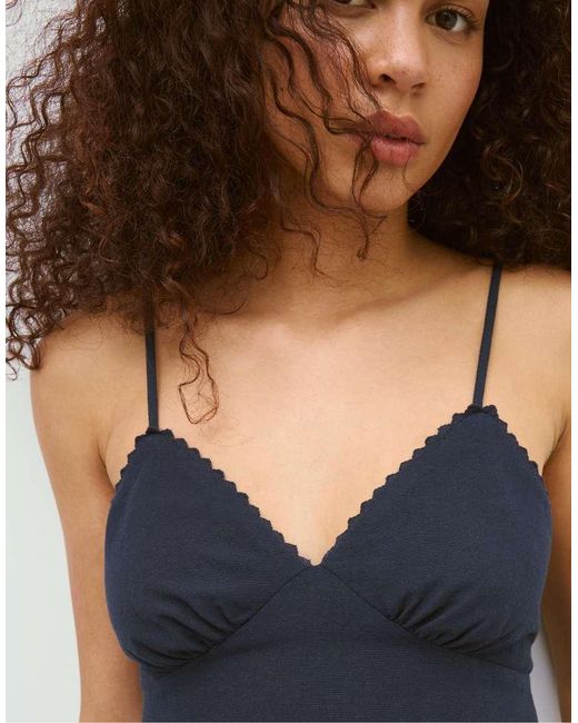 Stradivarius Blue Rustic Strappy Top