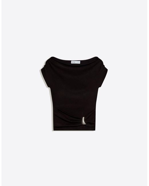 Bershka Black Asymmetric Belted Jumper