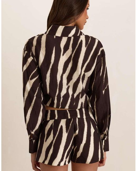 Missy Empire Brown Woven Zebra Structured Shorts