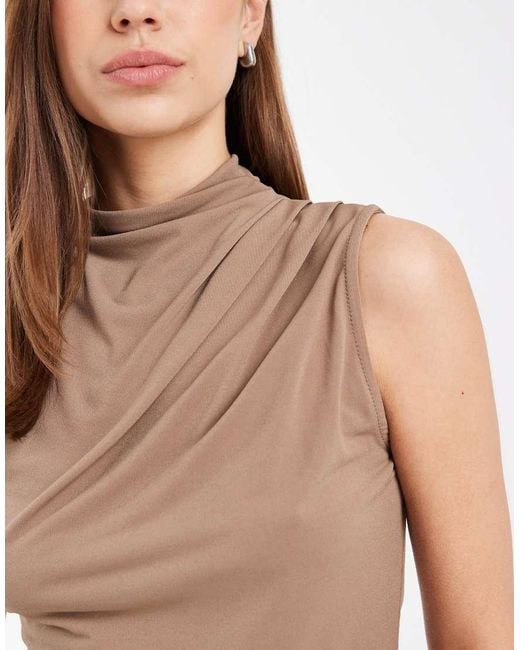 Pieces Gray Drape Neck Sleeveless Top