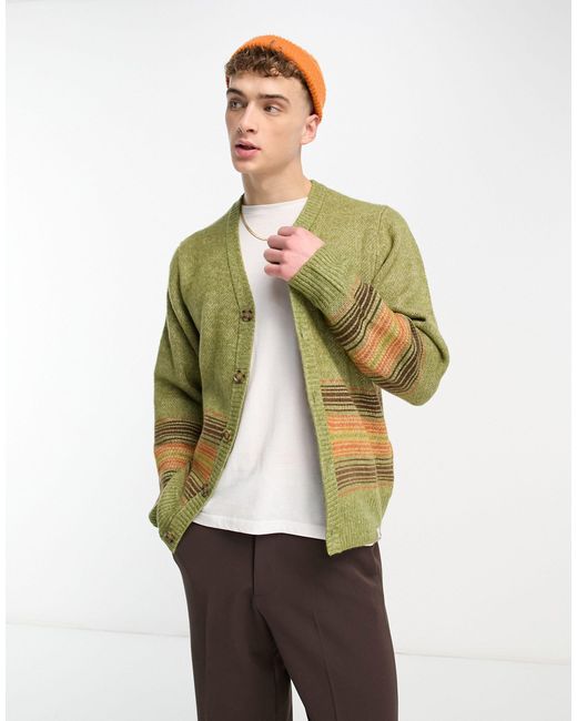 Carhartt WIP Dillon Stripe Knit Cardigan in Green for Men | Lyst