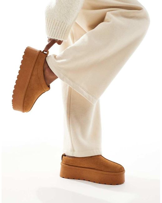 SEQWL White Slip On Flatform Mules