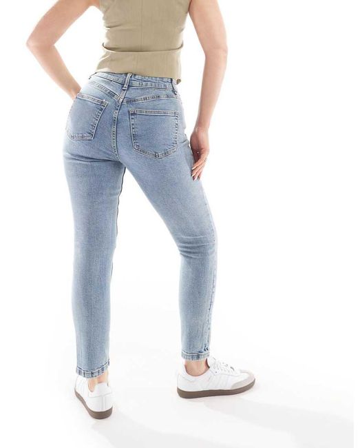 ASOS Blue Hourglass Slim Fit Mom Jeans
