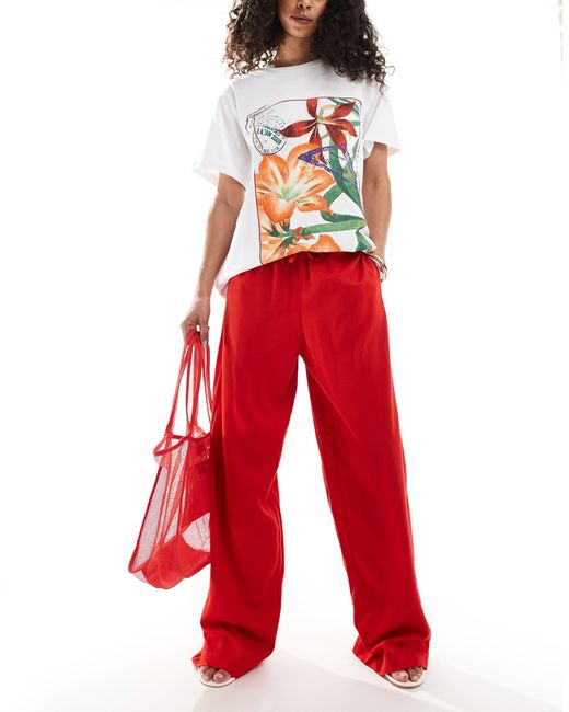 JJXX Red – locker geschnittene hose aus leinenmix