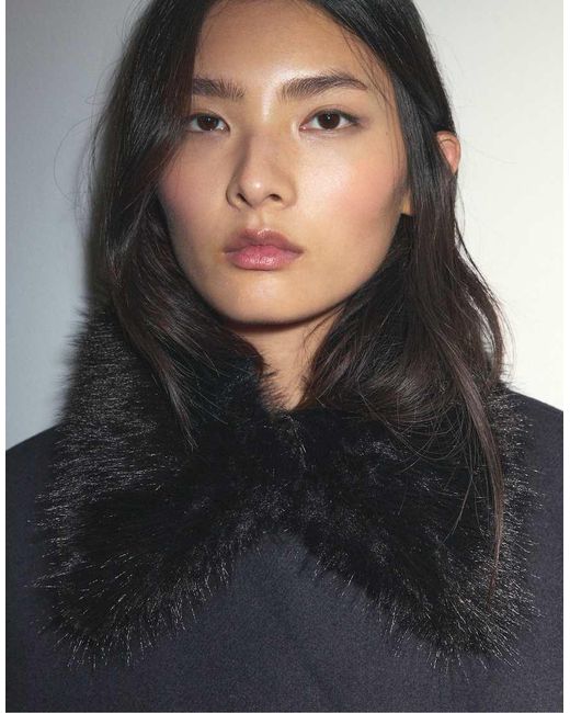 Stradivarius Jas Met Vilttextuur En Kraag Van Imitatiebont in het Blue