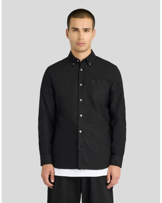 Lyle & Scott Black Ls Woven Shirts Tonal Eagle Plain Oxford Shirt for men