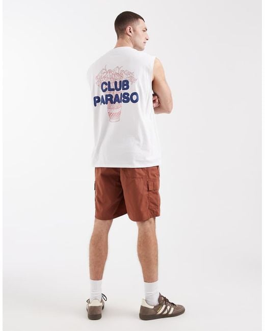 ASOS White Oversized Tank With Bubble Floral Back Print for men