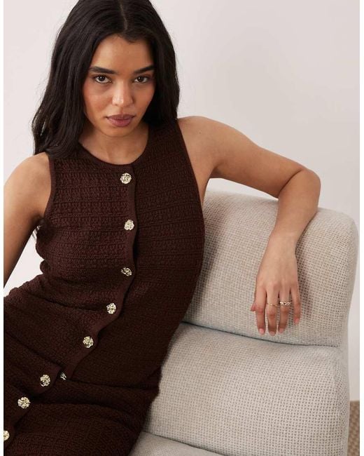 Miss Selfridge Brown Textured Knit Shift Mini Dress