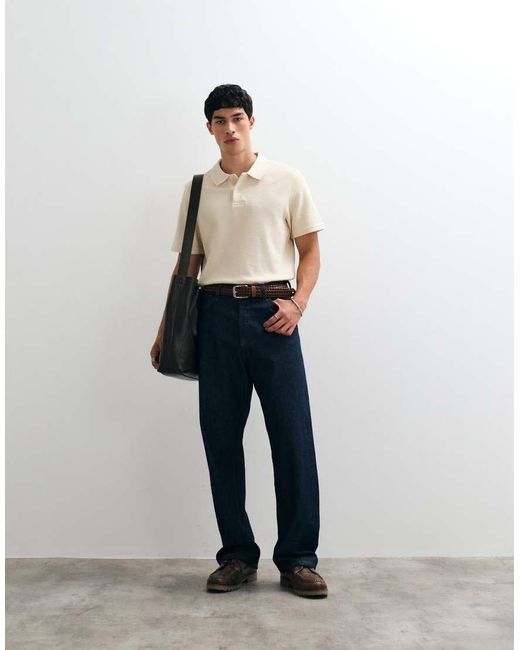 Tommy Hilfiger White Waffle Textured Polo Shirt for men