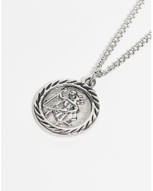 Reclaimed Vintage Metallic Stainless Steel Waterproof St Christopher Pendant Necklace