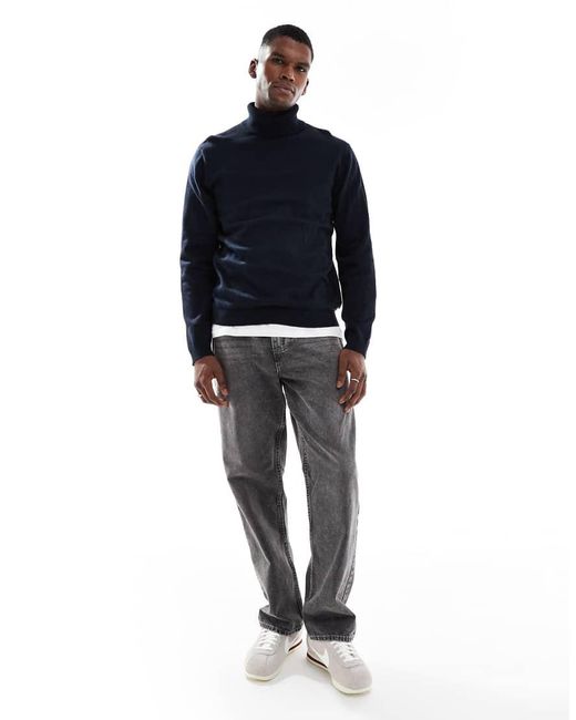 Jack & Jones Blue Roll Neck Jumper for men