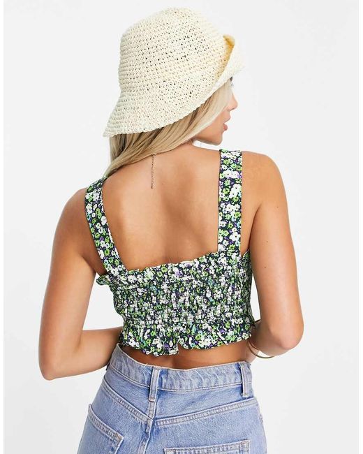 Urban Revivo Green Cropped Cami Top