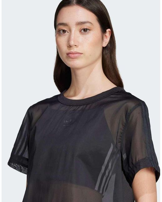 Adidas Originals Blue Adicolor Sheer 3-Stripes Tee