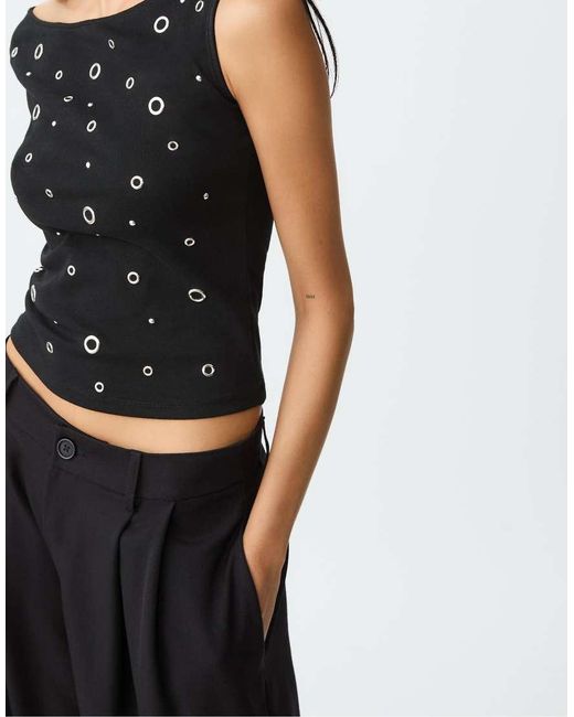 Stradivarius Black Wide Leg Smart Trousers With Darts