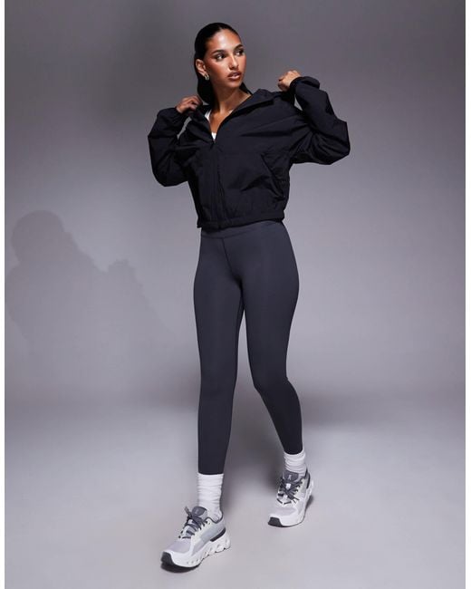 4505 Blue Cropped Woven Run Jacket With Hood