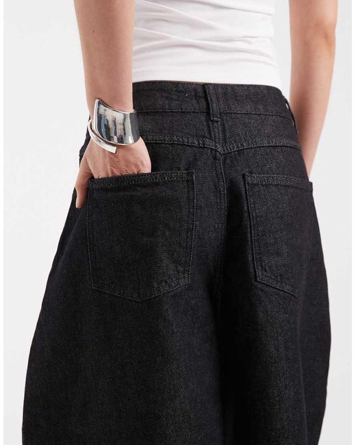 ASOS Black Oversized Pleat Bermuda Short