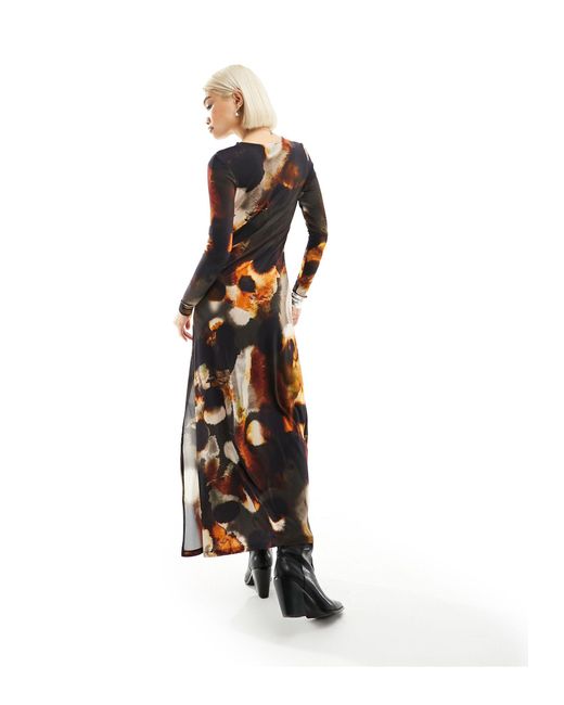Katlyn mars - robe longue imprimée à manches longues - marron rouille AllSaints en coloris White
