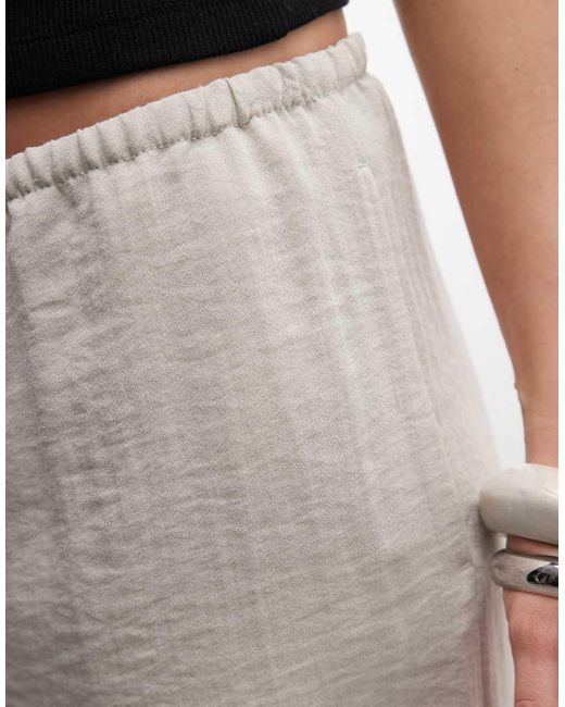 Weekday Natural Pull On Wide Leg Crinkle Trousers